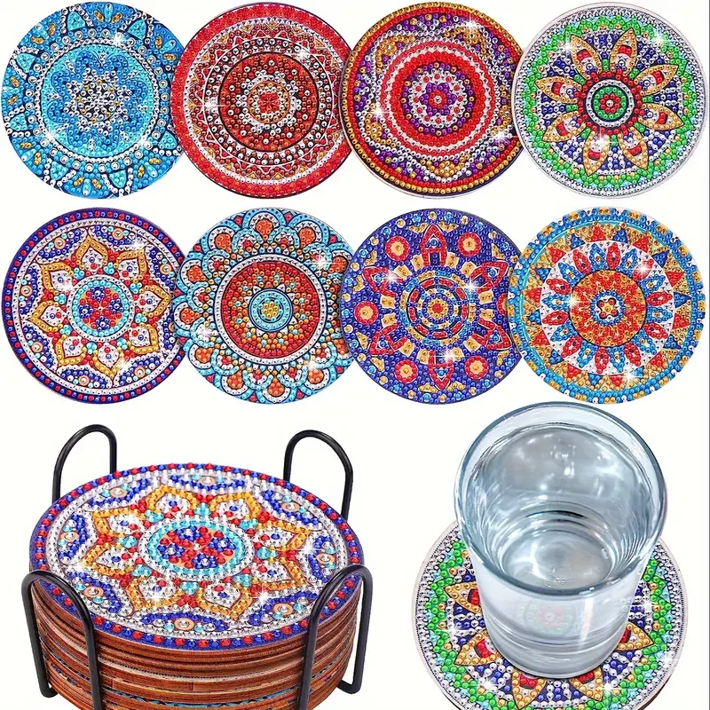 کیت نقاشی الماسی بزرگسال خام زیر لیوانی رنگ آمیزی با الماس