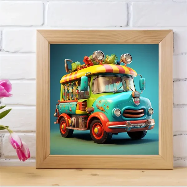 کیت نقاشی الماسی اتوبوس آبی خوشحال - Image 4