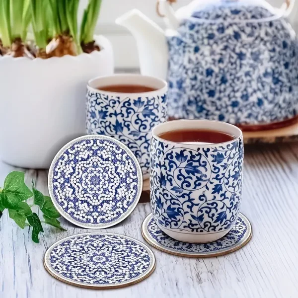 کیت نقاشی الماسی خام زیر لیوانی رنگ آمیزی با الماس (سبک چینی آبی و سفید) - تصویر 2