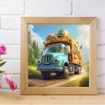 کیت نقاشی الماسی بزرگسال کامیون آبی خوشحال - تصویر 3