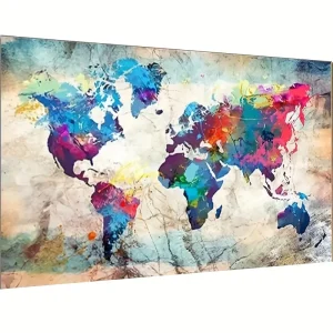 کیت نقاشی الماسی نقشه جهان رنگارنگ