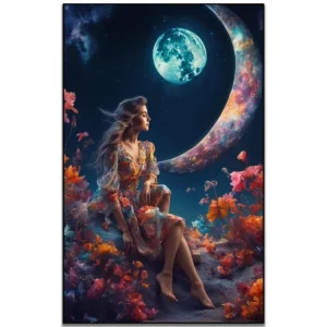 کیت نقاشی باالماس طرح شب گل‌دار