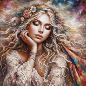 کیت نقاشی باالماس طرح ملکه گل‌ها