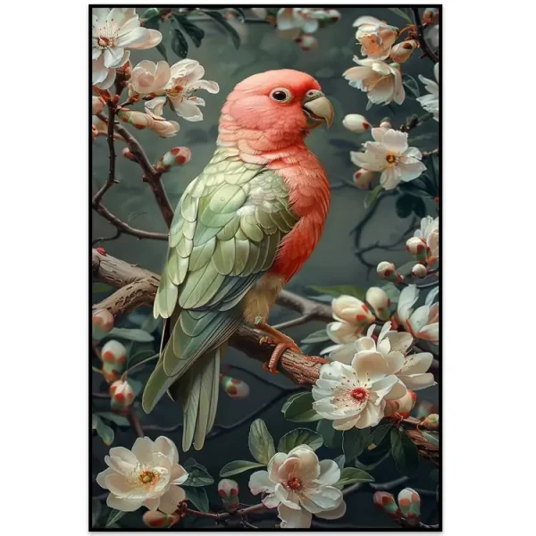 کیت نقاشی الماسی طوطی و شکوفه