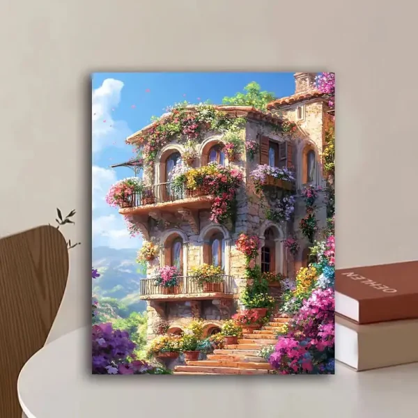 نقاشی با اعداد بزرگسال خانه‌ی سنگی