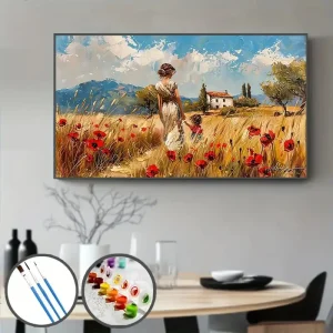 نقاشی با اعداد بزرگسال قدم‌زنان در چمنزار