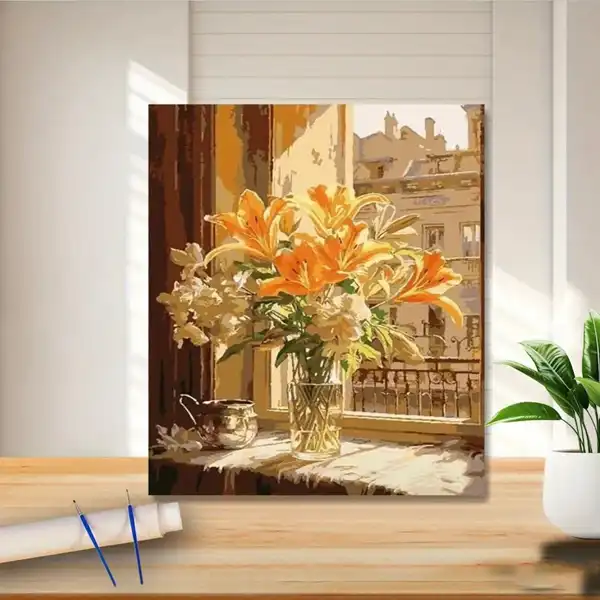 نقاشی با اعداد بزرگسال پنجره‌ای رو به نور