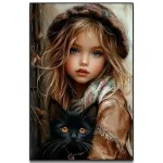 کیت نقاشی الماسی تابلو کودک و گربه